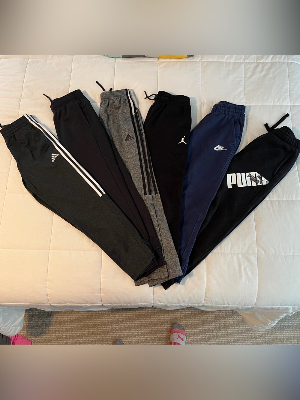 Lot of 6 Kids Black, Gray & Blue Sweatpants - Athletic Joggers